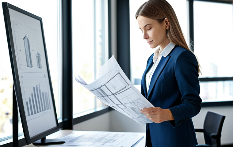 **

"A professional female architect in a modest business casual outfit, standing in a modern, sunlit office, reviewing blueprints. Fully clothed, appropriate attire, safe for work, perfect anatomy, natural proportions, professional, bright and airy photography, high quality."

**